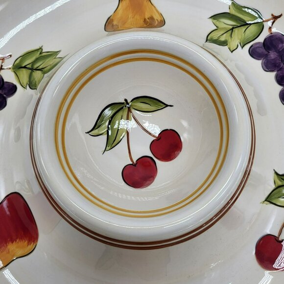 Tabletops Lifestyles Simple Fruit Dip and Chip Bowl 1 Piece Off White 13” - Picture 3 of 9